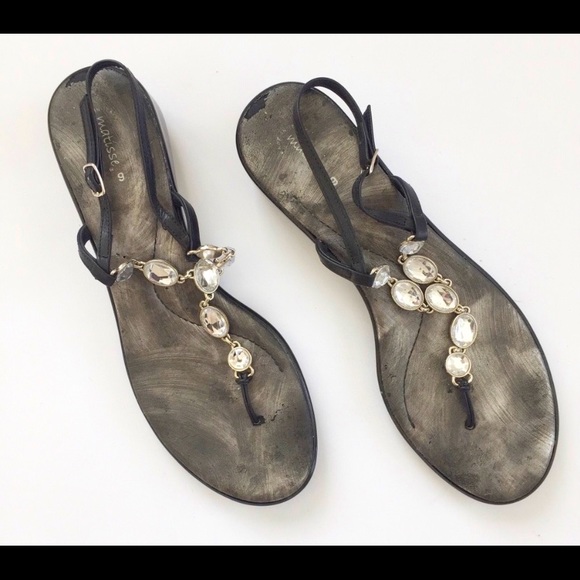 Beautiful Leather & crystal sandals size 9 Massie - Picture 1 of 1